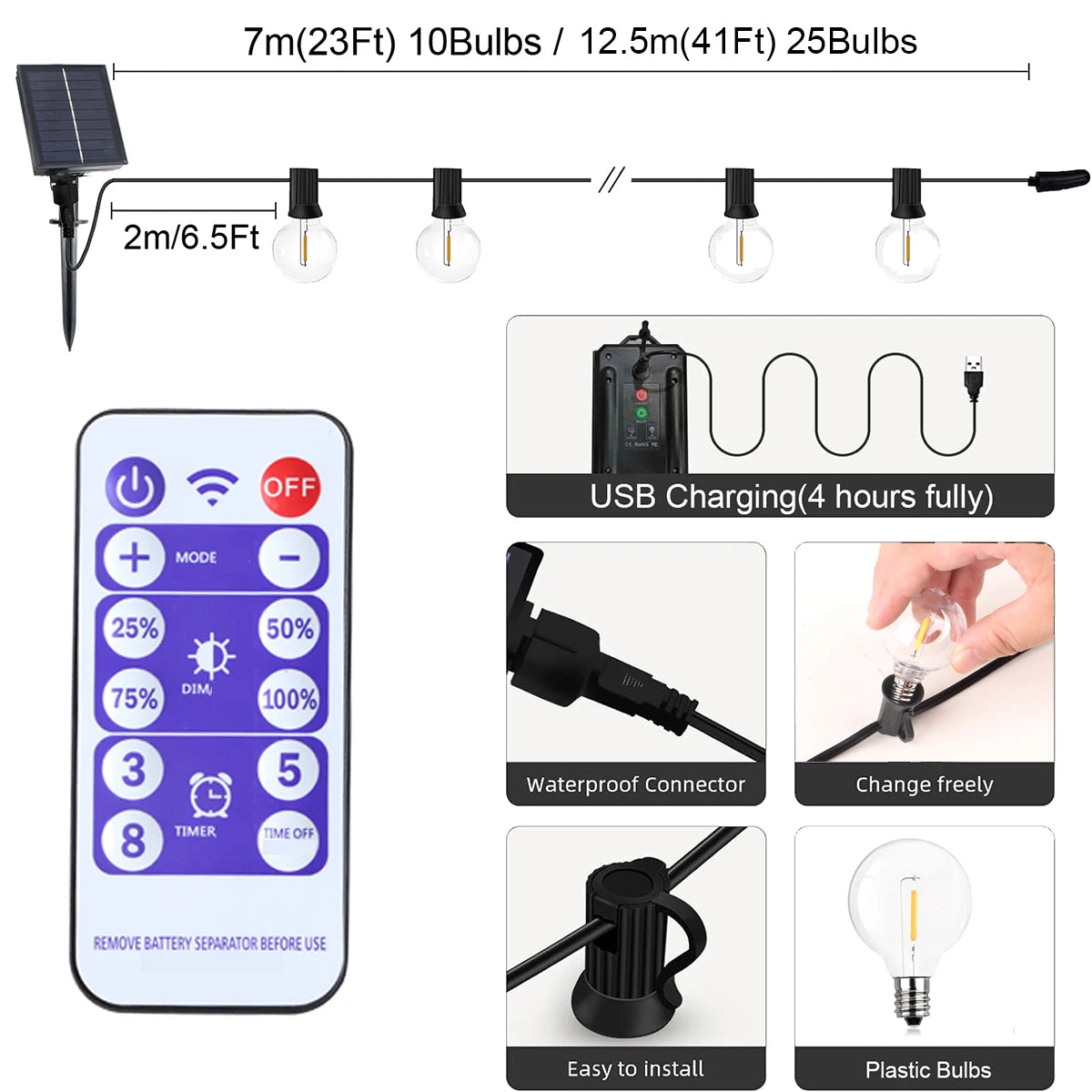 Lámpara led solar para patio