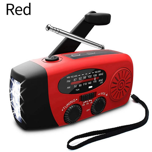 Radio portátil con manivela de energía solar